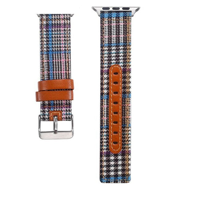 Blue Plaid Canvas Strap