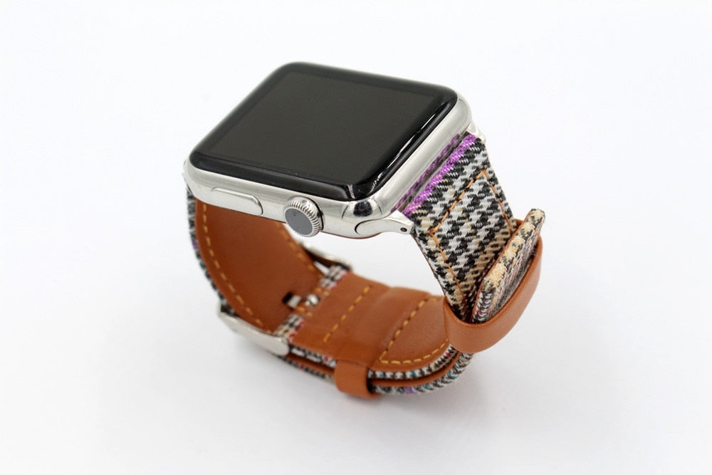 Funky Plaid Leather Strap